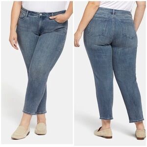 New NYDJ Stella Tapered Ankle Jeans Lift Tuck Playlist Medium Blue Sz 16